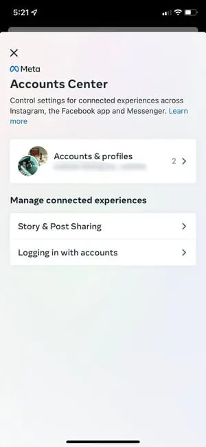 how to connect facebook to instagram: final result