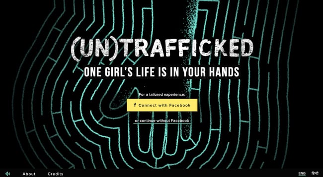 Interactive website (UN)TRAFFICKED invites users to follow a 13-year-old girl throughout a life-changing week