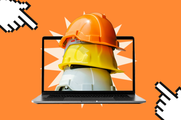 a contractor website design on a laptop